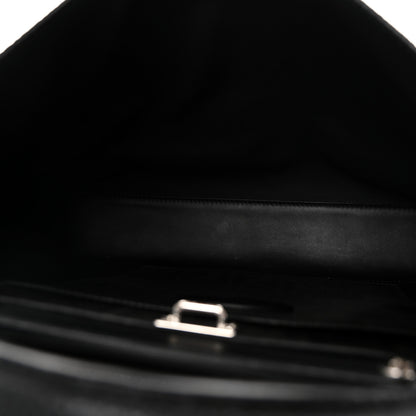 Fendi Cuoio Romano Selleria Vitello Grace Glazed Fabric FF 1974 Large Peekaboo Iconic Essential Satchel Black 5 of 10