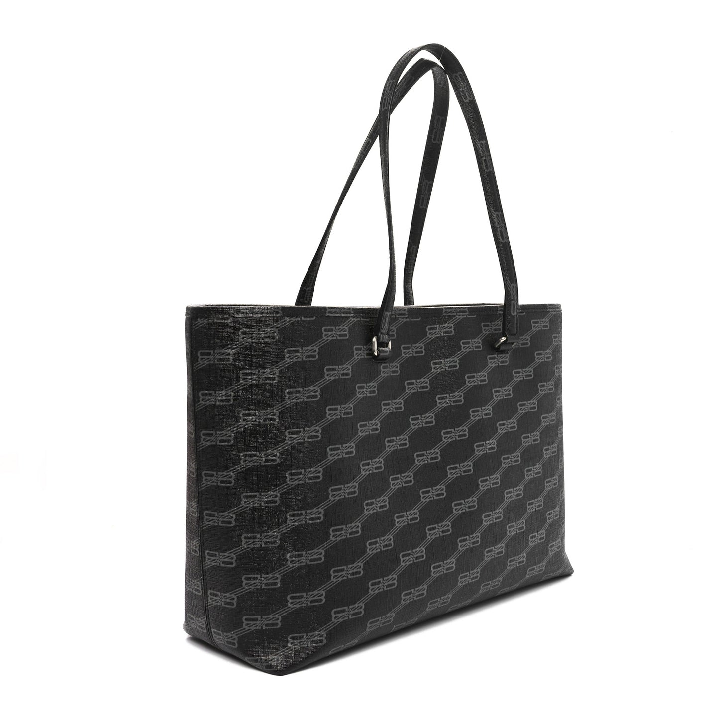 Coated Canvas BB Monogram Medium Signature East West Shopper Bag Black Grey