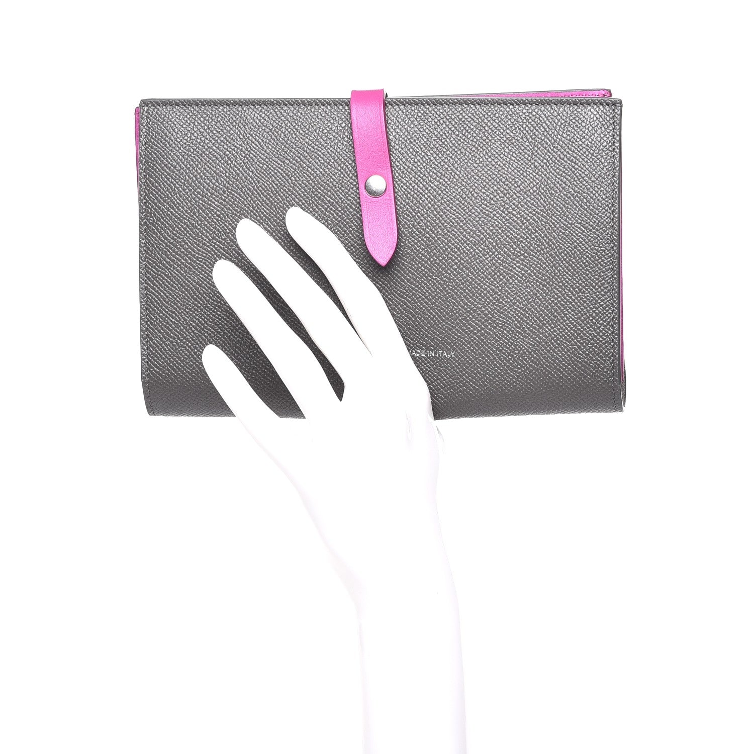 Celine Grained Sleek Calfskin Large Multifunction Strap Wallet Grey 2 of 7