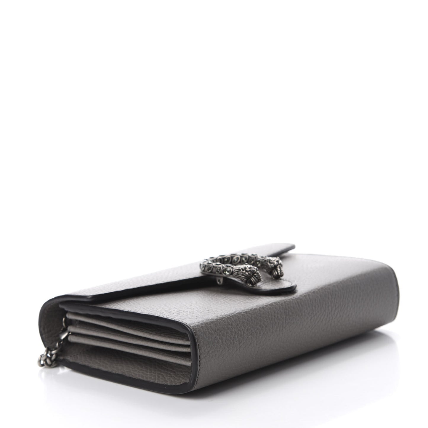Dollar Calfskin Crystal Mini Dionysus Chain Wallet Dusty Grey Black Diamond