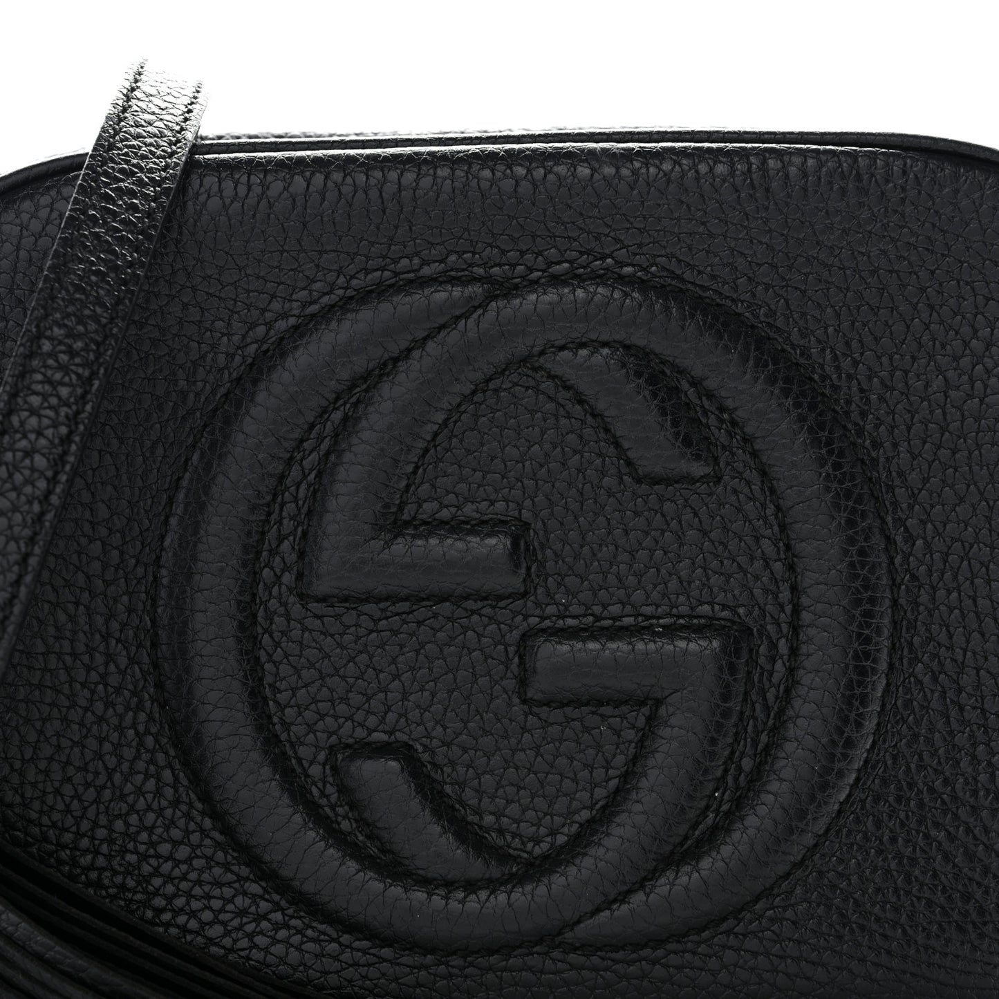 Pebbled Calfskin Small Soho Disco Bag Black
