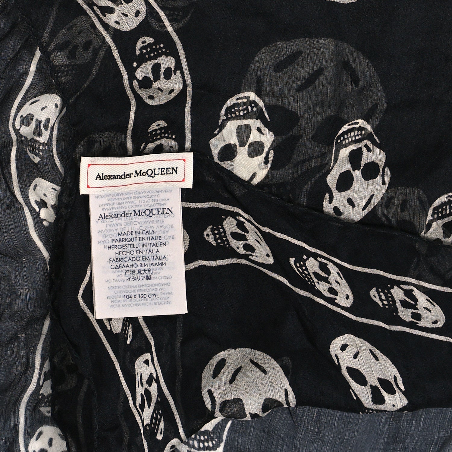 Alexander McQueen Silk Chiffon Skull Scarf Black Ivory 3 of 3