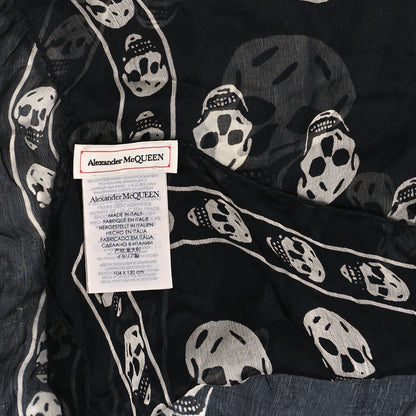 Alexander McQueen Silk Chiffon Skull Scarf Black Ivory 3 of 3