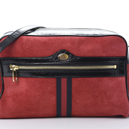 Gucci Suede Patent Web Small Ophidia Shoulder Bag Hibiscus Red Black 7 of 10