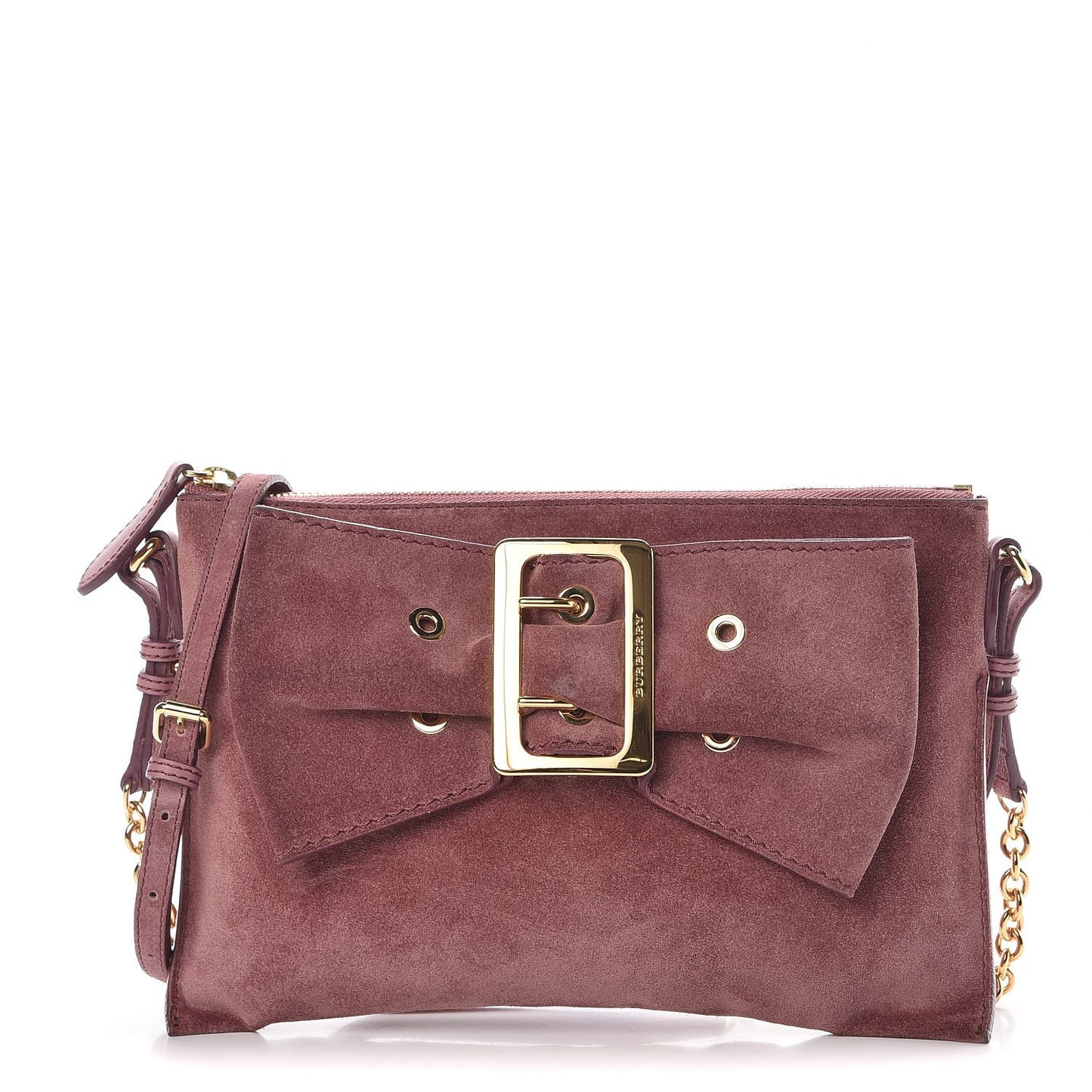 Suede Buckled Bow Clutch Bag Pink