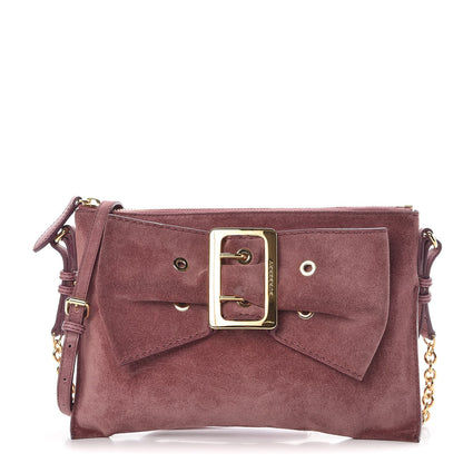 Burberry Suede Buckled Bow Clutch Bag Pink 1 of 9