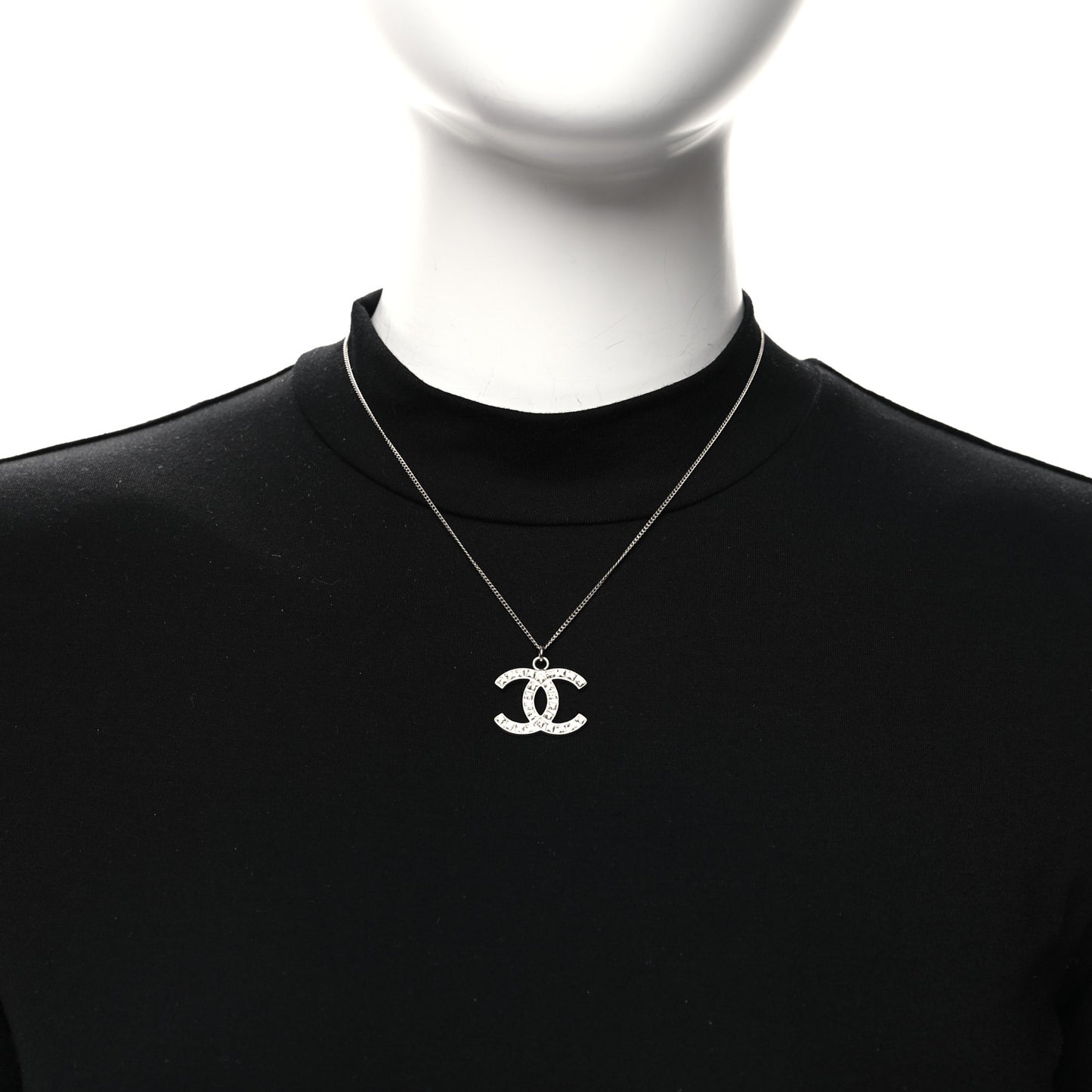 Crystal CC Pendant Necklace Silver