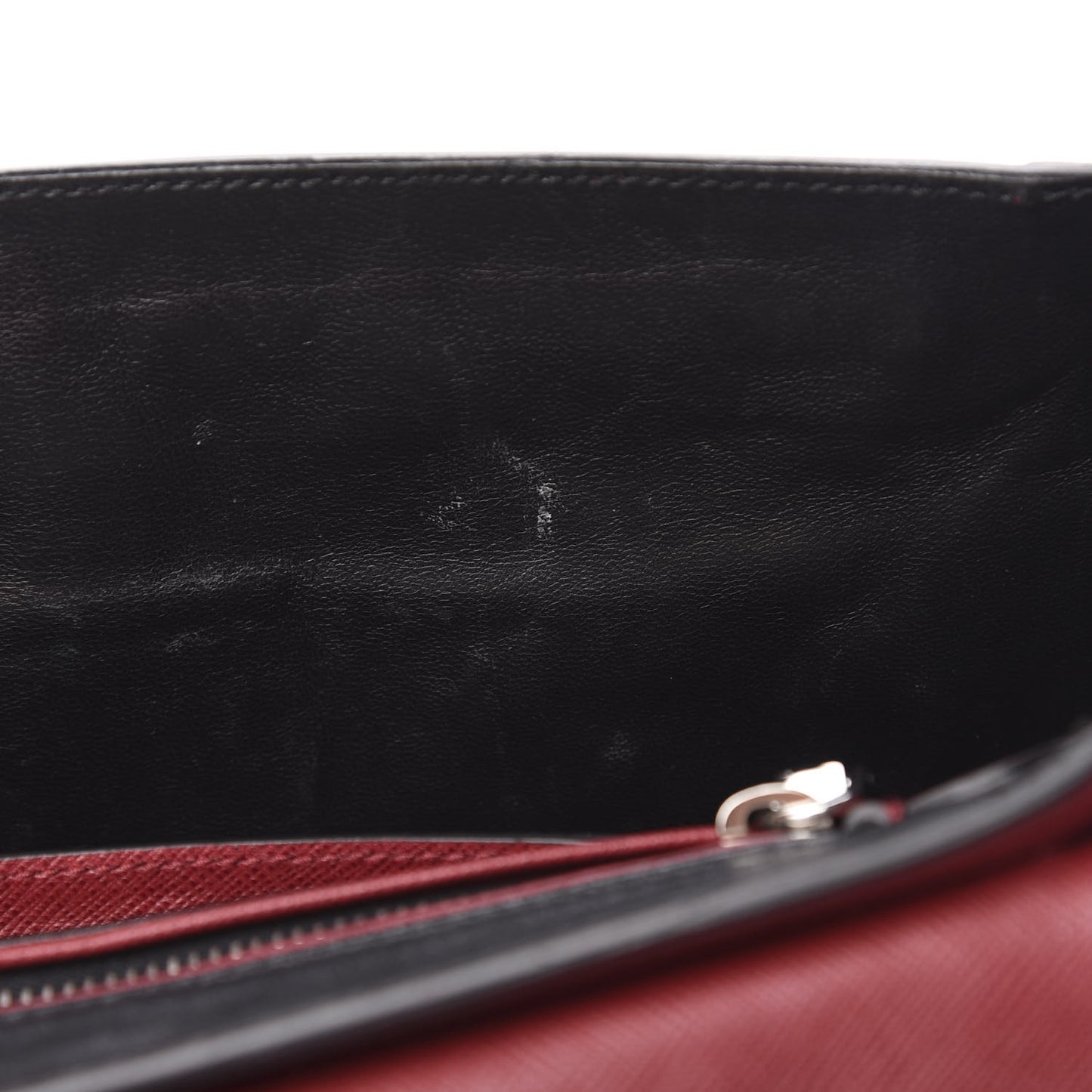 Saffiano Embroidered Sound Twin Pocket Satchel Cherry Black
