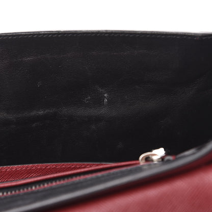 Prada Saffiano Embroidered Sound Twin Pocket Satchel Cherry Black 12 of 13