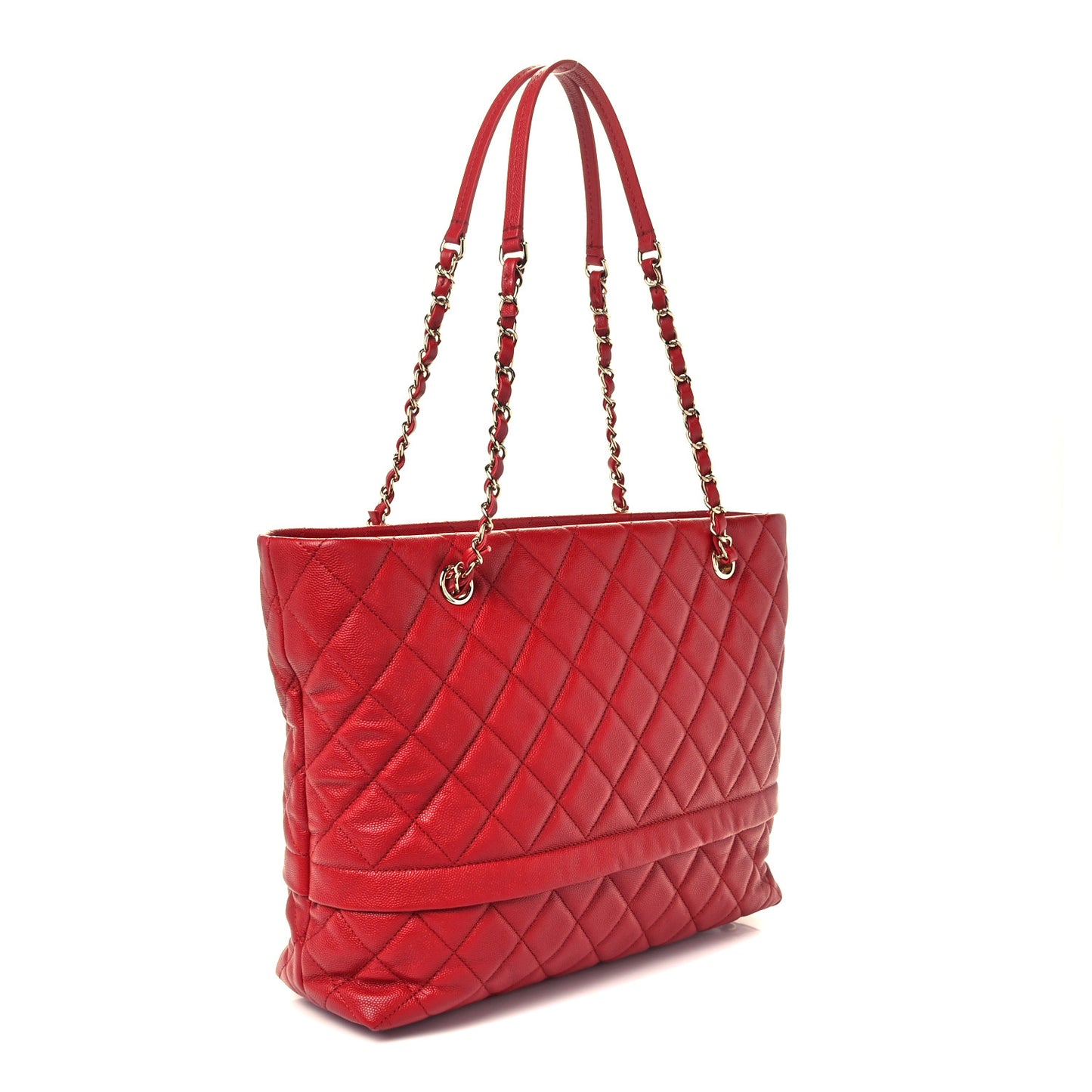 Caviar Quilted Rolled Up Tote Red