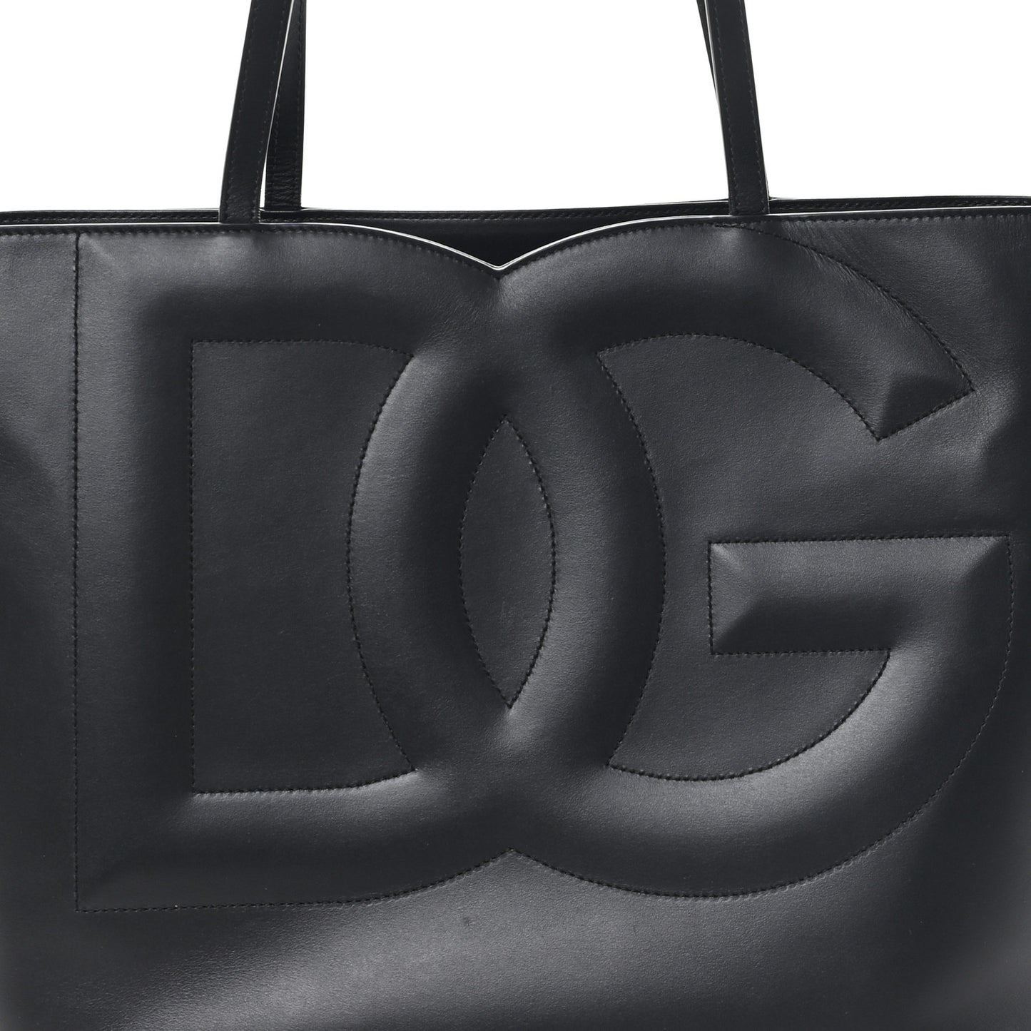 DOLCE GABBANA Calfskin DG Logo Shopper Tote Black