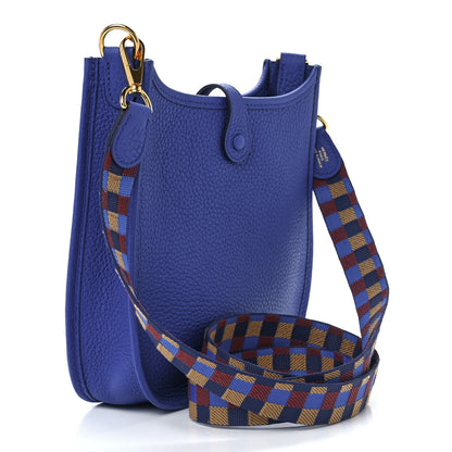 Hermes Taurillon Clemence Maxi Quadrille Evelyne TPM Royal Bleu Bleu Bill Biscuit Rouge H 3 of 10