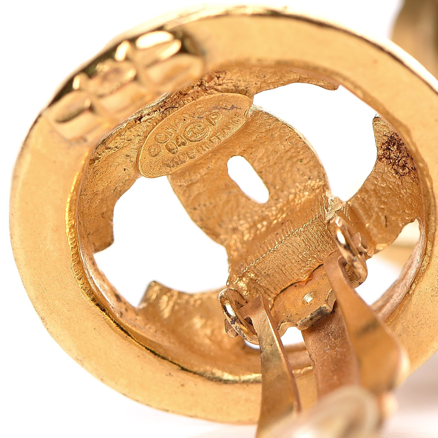 Chanel CC Button Clip On Earrings Gold 4 of 4