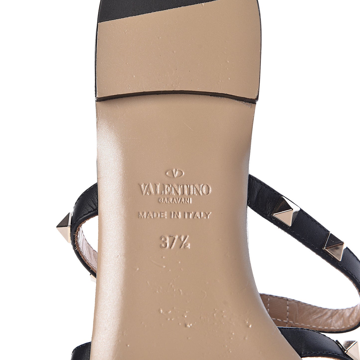Nappa Rockstud Caged Flat Slide Sandals 37.5 Black