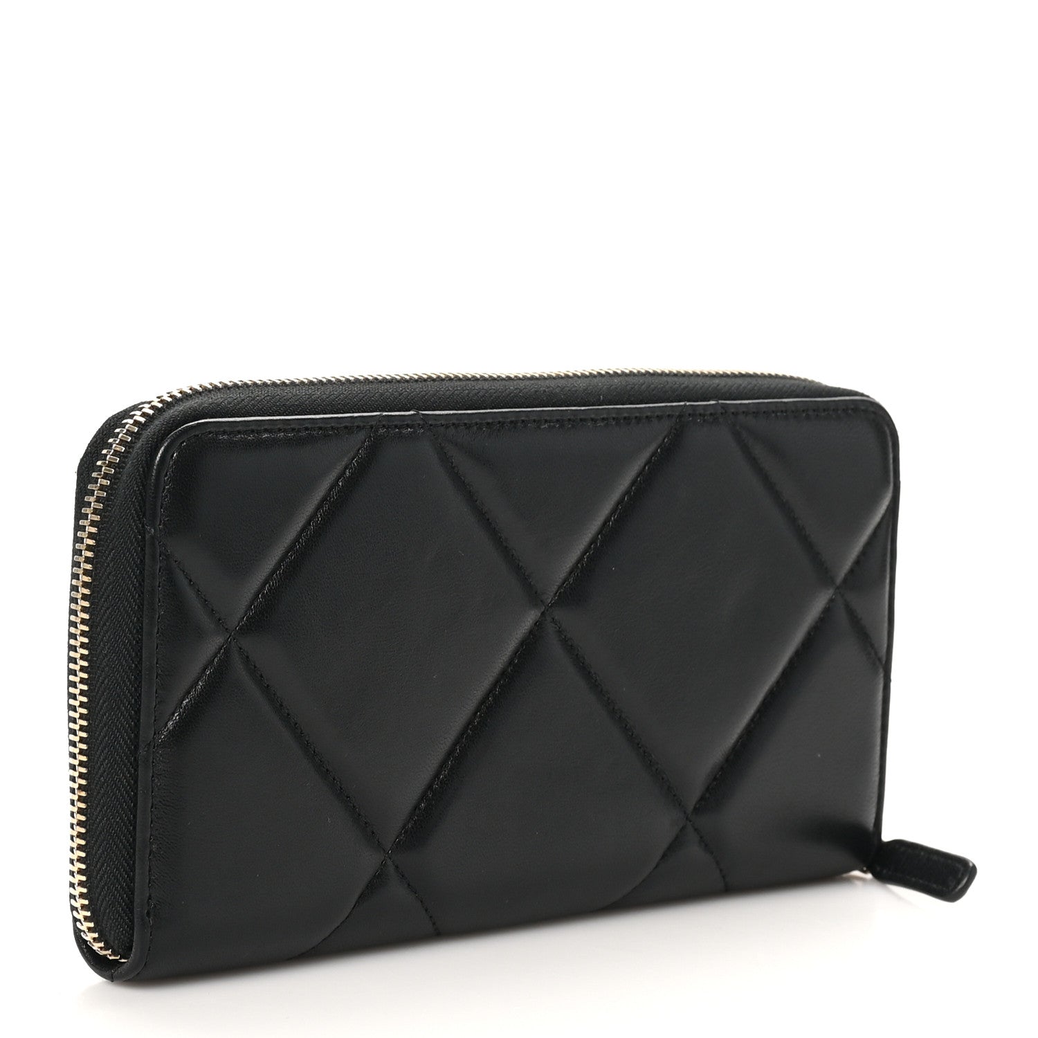 Chanel Lambskin Quilted 19 Long Zipped Around Wallet Black 3 of 10