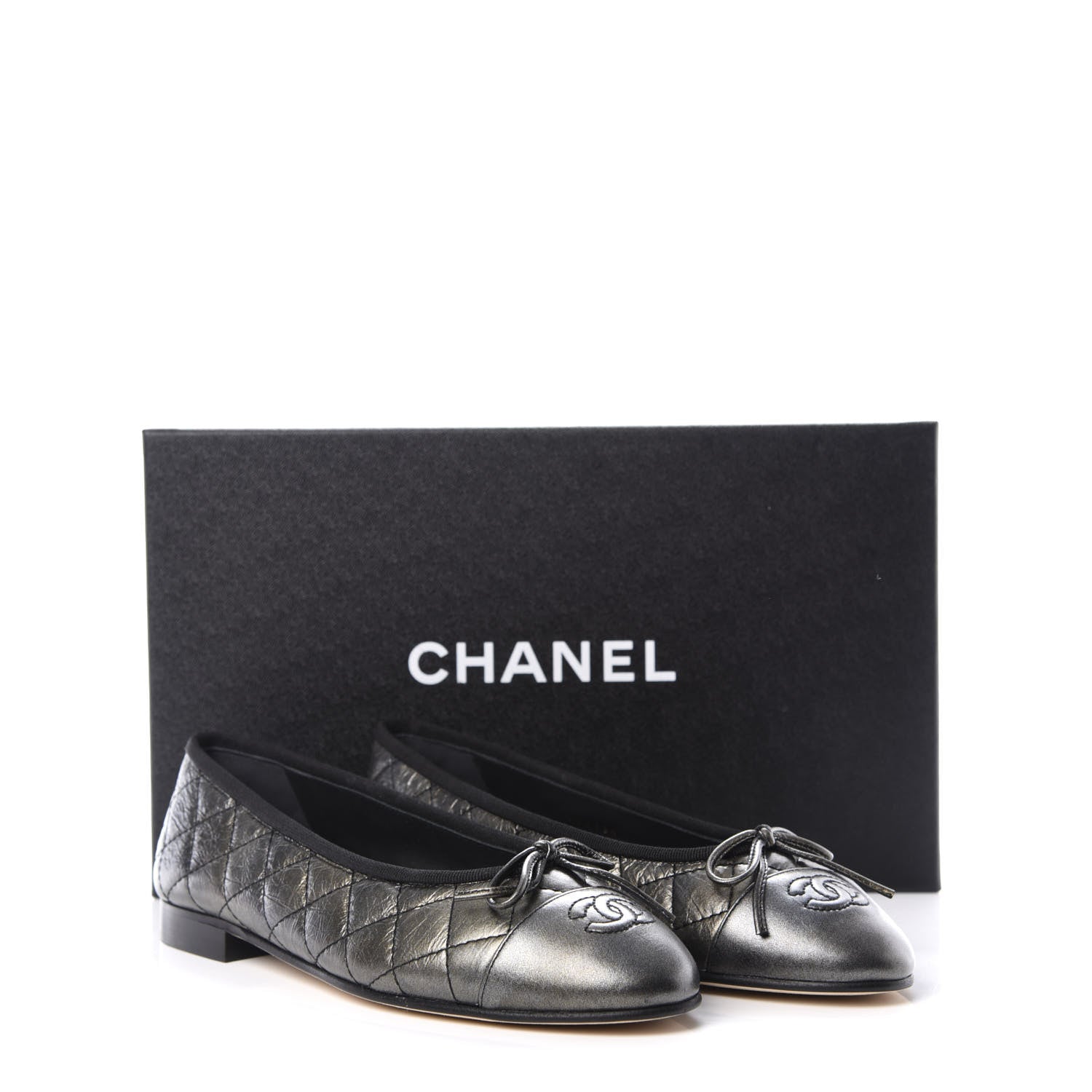 Chanel Aged Calfskin Quilted Cap Toe Ballerina Flats 37 Black 10 of 10