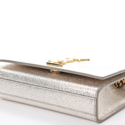 Saint Laurent Metallic Calfskin Small Classic Monogram Kate Satchel Pale Gold 8 of 9