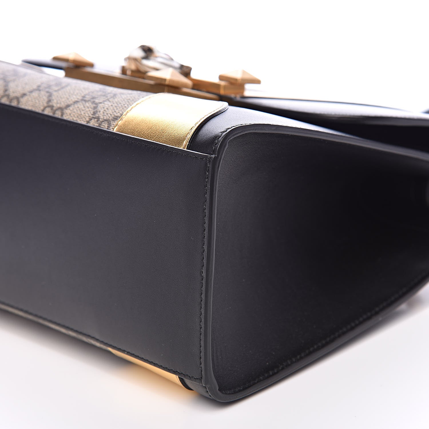 Gucci GG Supreme Monogram Small Osiride Top Handle Bag Black Gold 8 of 12