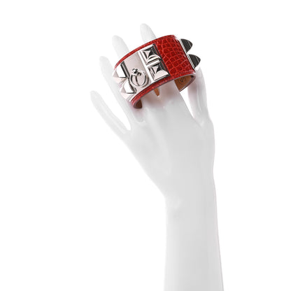 Hermes Shiny Alligator Collier De Chien CDC Bracelet S Sanguine 2 of 6