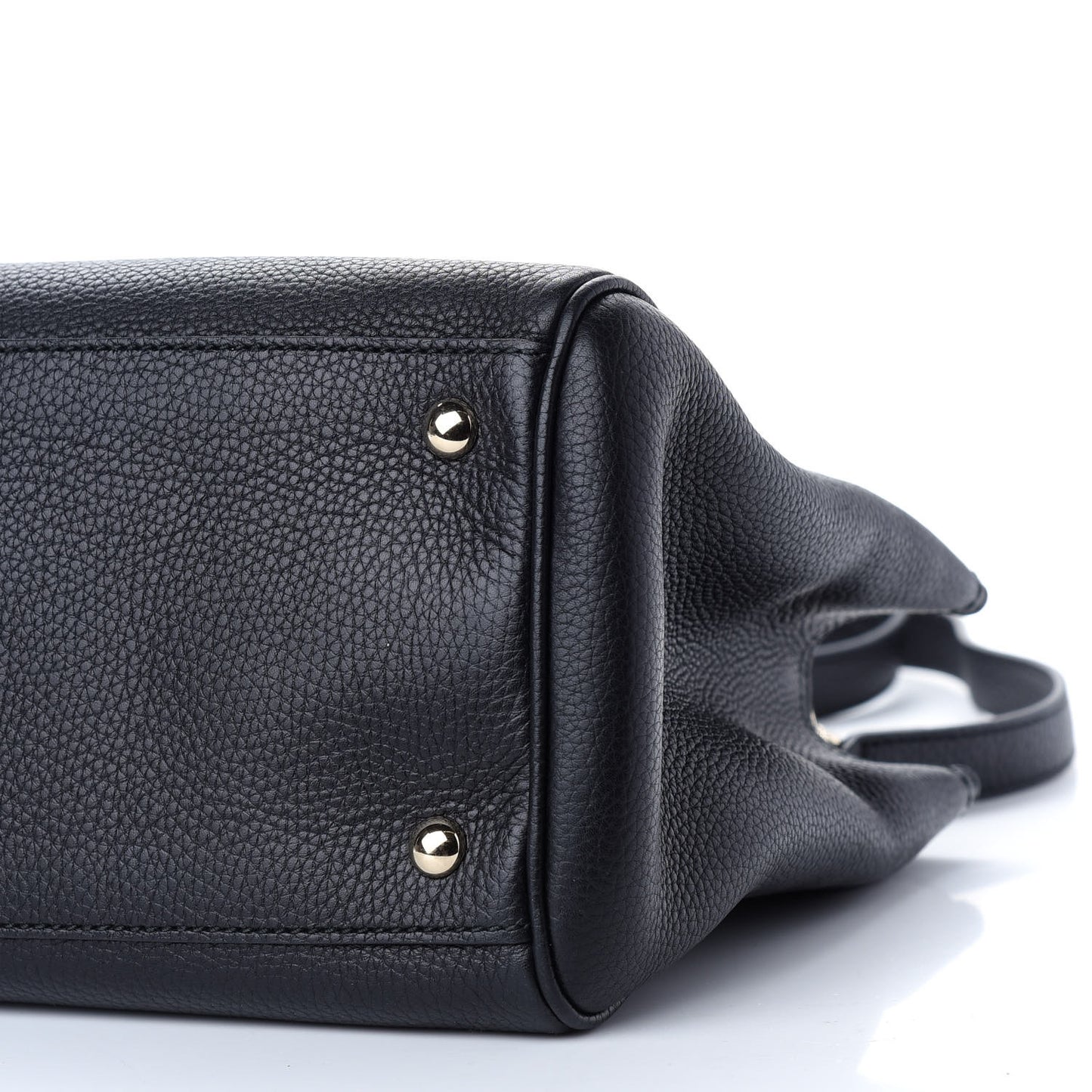 Pebbled Calfskin Medium Bamboo Shopper Tote Black