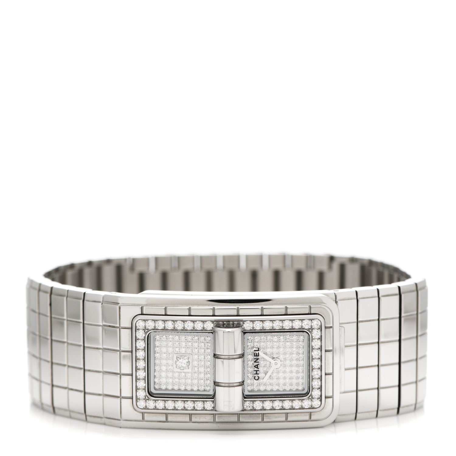 Chanel Stainless Steel Diamond Pave 21.5mm Code Coco Quartz Watch 2 of 5