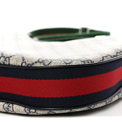 Gucci GG Supreme Monogram Textured Calfskin Web Large Attache Shoulder Bag Beige Blue 10 of 10