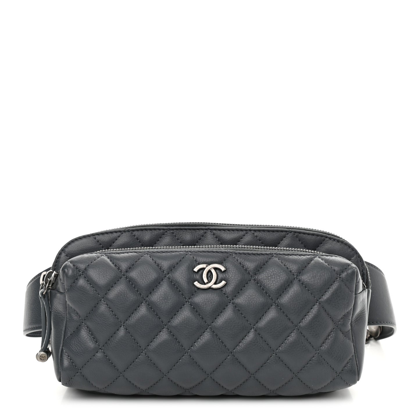 Calfskin Quilted Waist Bag Dark Grey