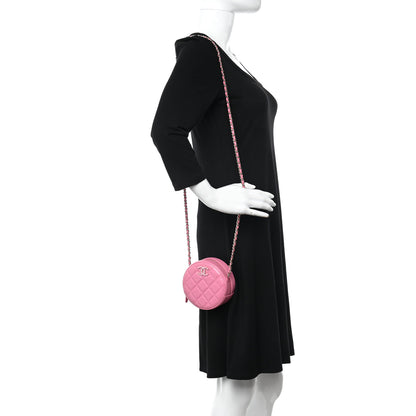 Chanel Caviar Quilted Gripoix CC Round Clutch With Chain Pink 2 of 11
