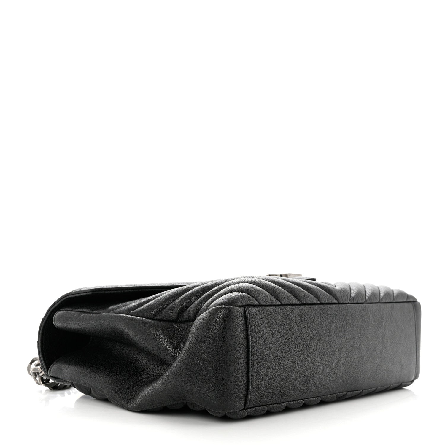 Saint Laurent Sheepskin Matelasse Chevron Monogram Large College Satchel Black 4 of 10
