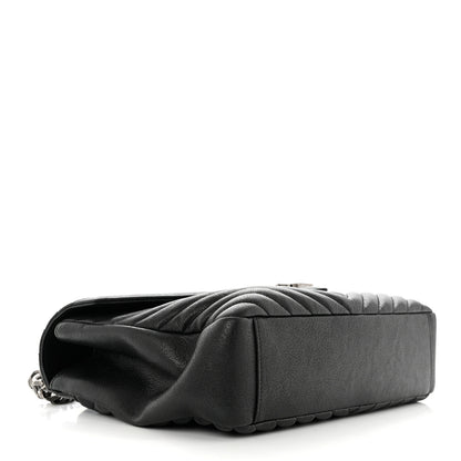 Saint Laurent Sheepskin Matelasse Chevron Monogram Large College Satchel Black 4 of 10