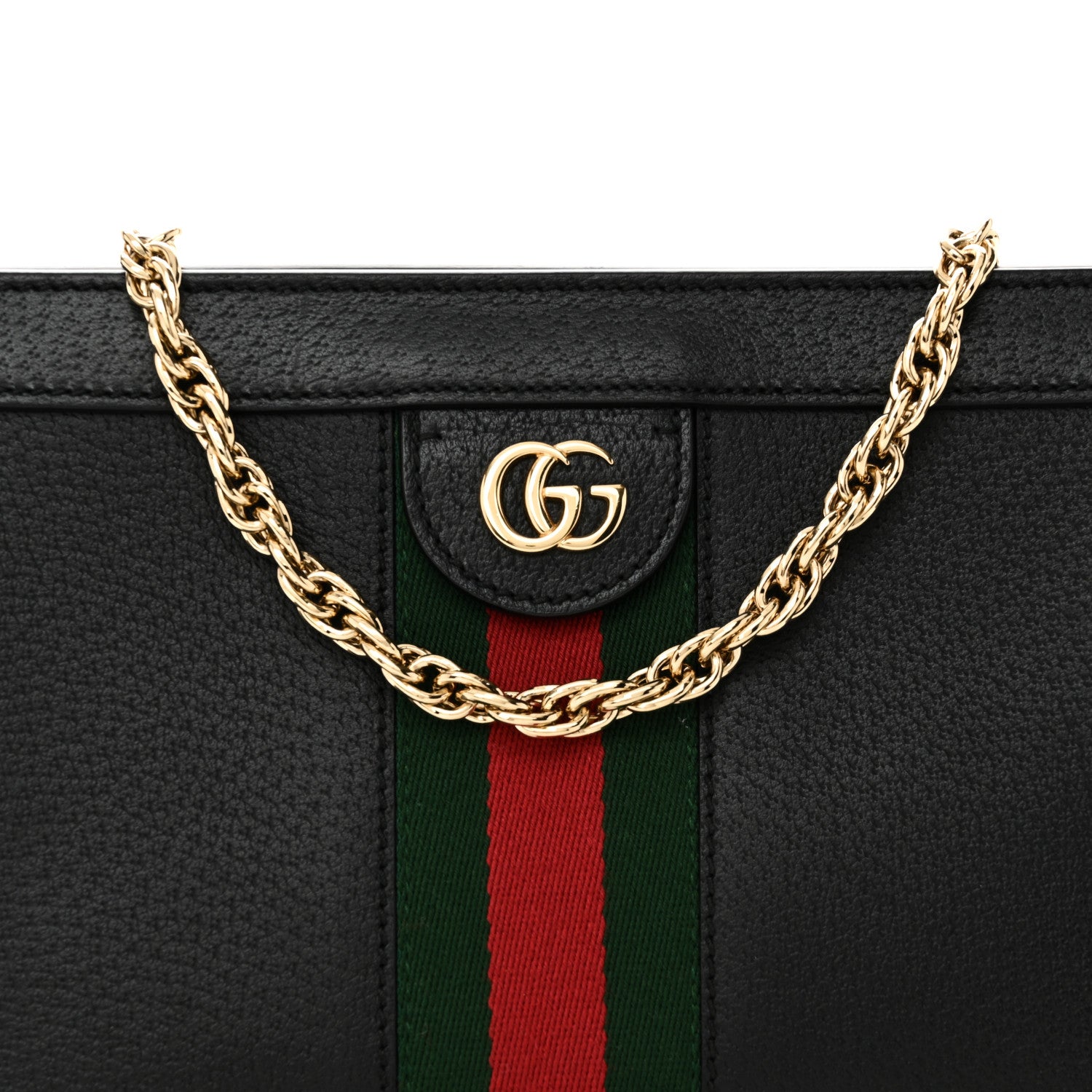 Gucci Calfskin GG Web Small Ophidia Chain Shoulder Bag Black 9 of 11