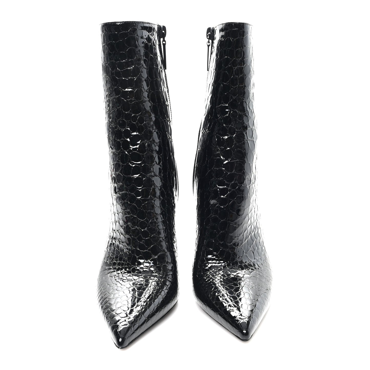 Alligator Embossed Patent Calfskin Opyum 110 Ankle Boots 40 Black