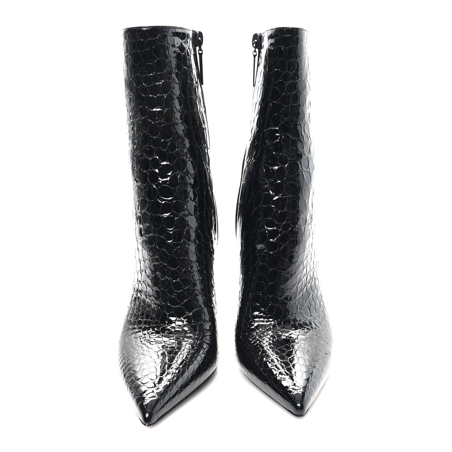 Saint Laurent Alligator Embossed Patent Calfskin Opyum 110 Ankle Boots 40 Black 3 of 10