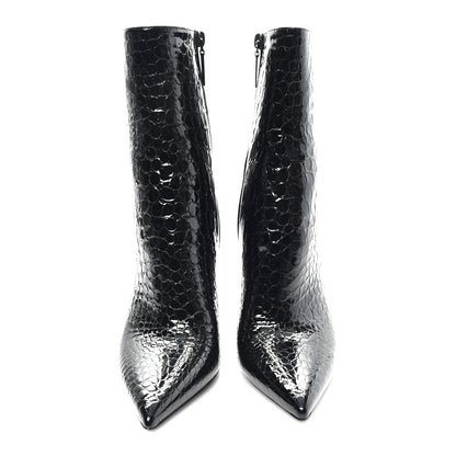 Saint Laurent Alligator Embossed Patent Calfskin Opyum 110 Ankle Boots 40 Black 3 of 10