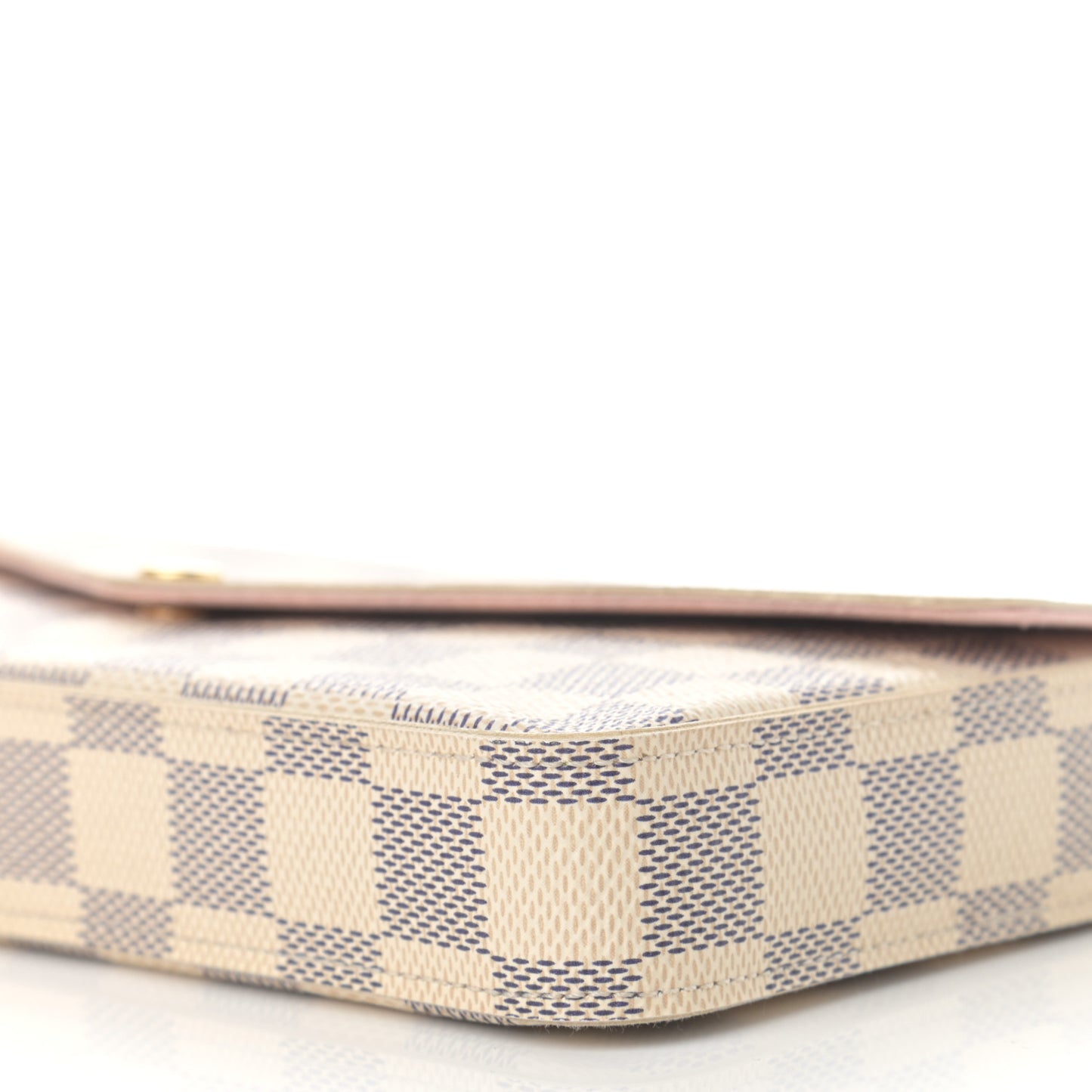 Damier Azur Pochette Felicie Chain Wallet Rose Ballerine