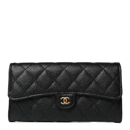 Chanel Caviar Quilted Large Gusset Flap Wallet Black 2 of 22