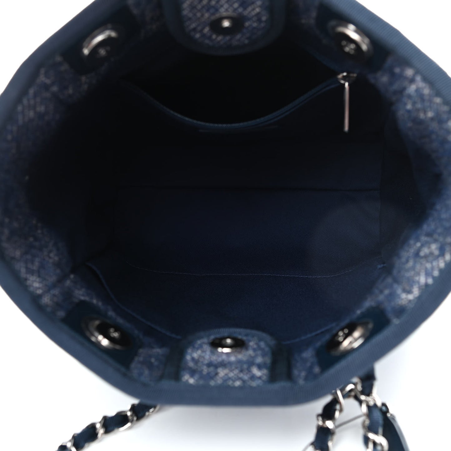 Mixed Fibers Calfskin Mini Deauville Tote Blue