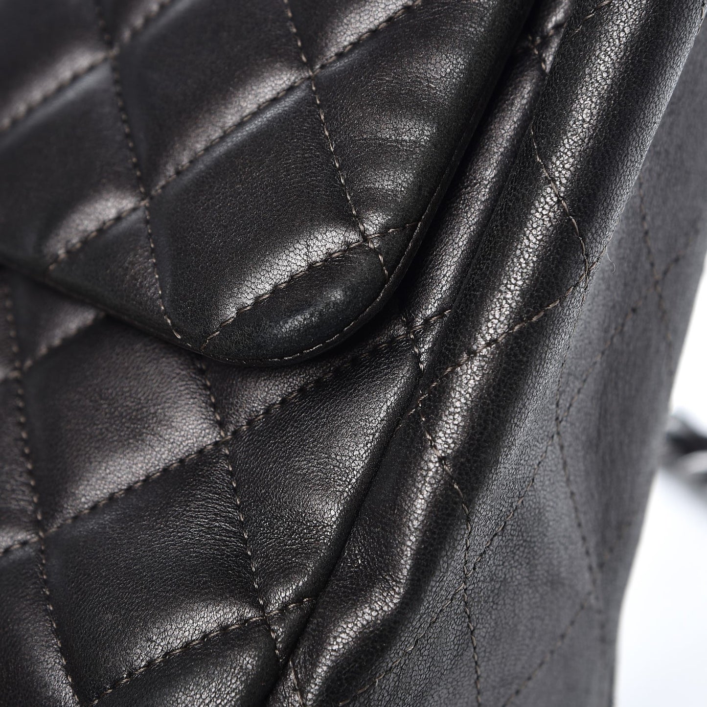 Lambskin Quilted Maxi Single Flap Grey