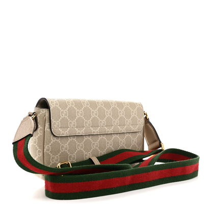 Gucci GG Supreme Monogram Textured Dollar Calfskin Web Mini Ophidia Envelope Shoulder Bag Beige Mystic White Oatmeal 3 of 11