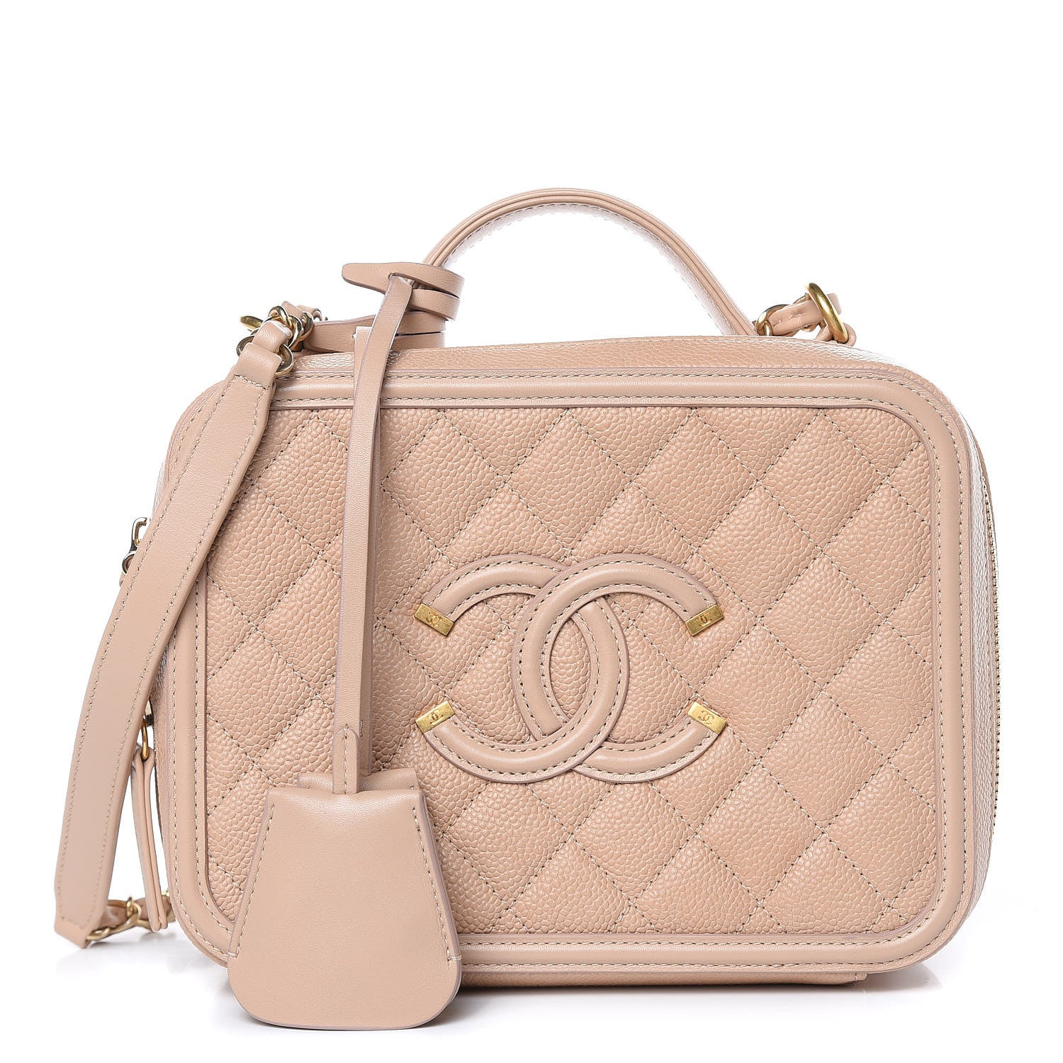 Chanel Caviar Quilted Medium CC Filigree Vanity Case Beige 1 of 9