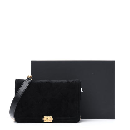 Chanel Velvet Quilted Boy Wallet On Chain WOC Black 14 of 14