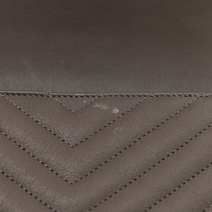 Saint Laurent Sheepskin Matelasse Chevron Monogram Medium College Bag Light Coal 12 of 14