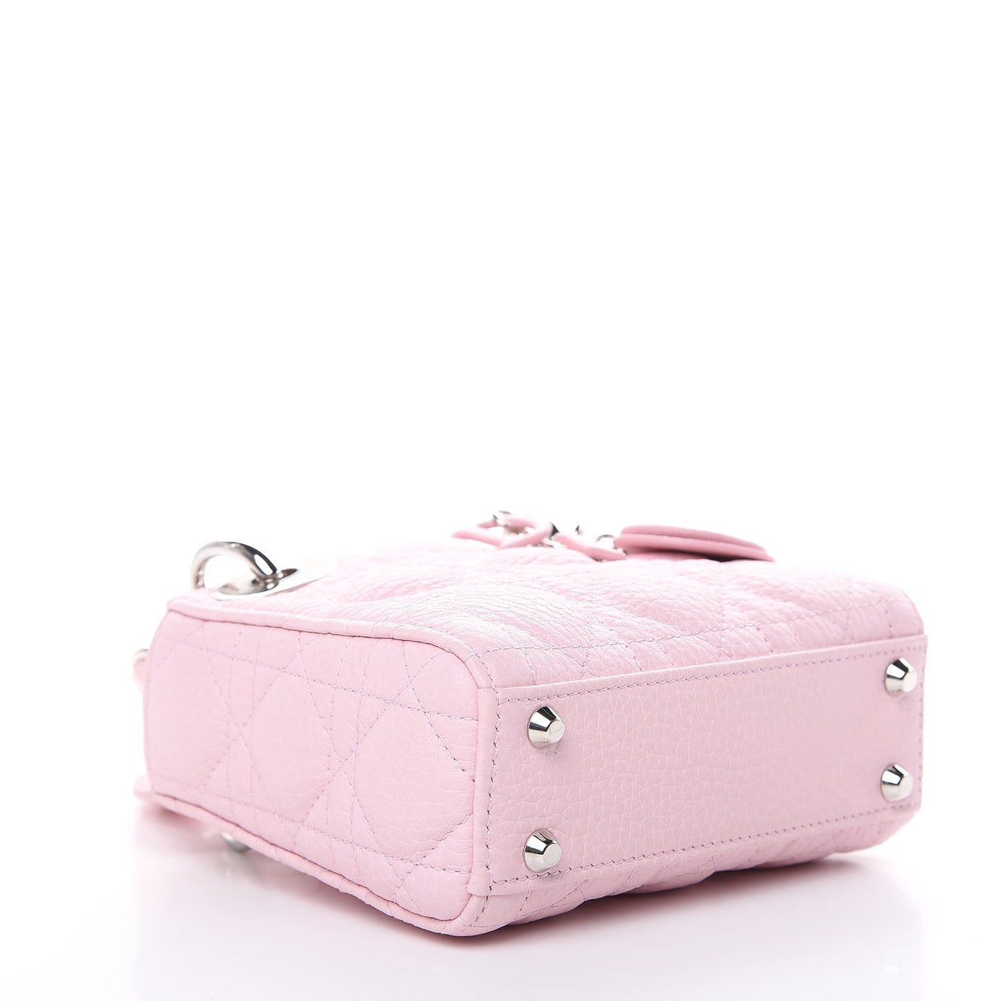 Grained Calfskin Cannage Nano Lady Dior Rose Clair