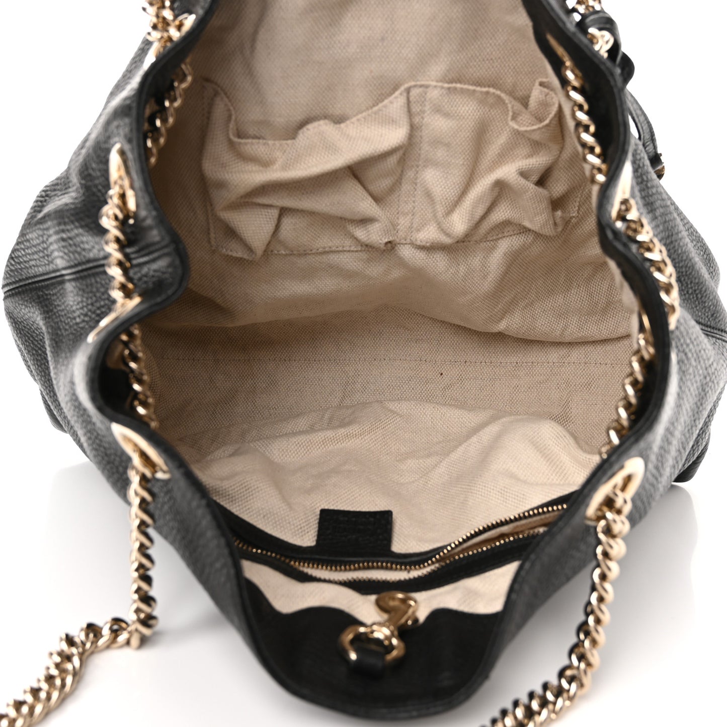 Pebbled Calfskin Large Soho Chain Shoulder Bag Black