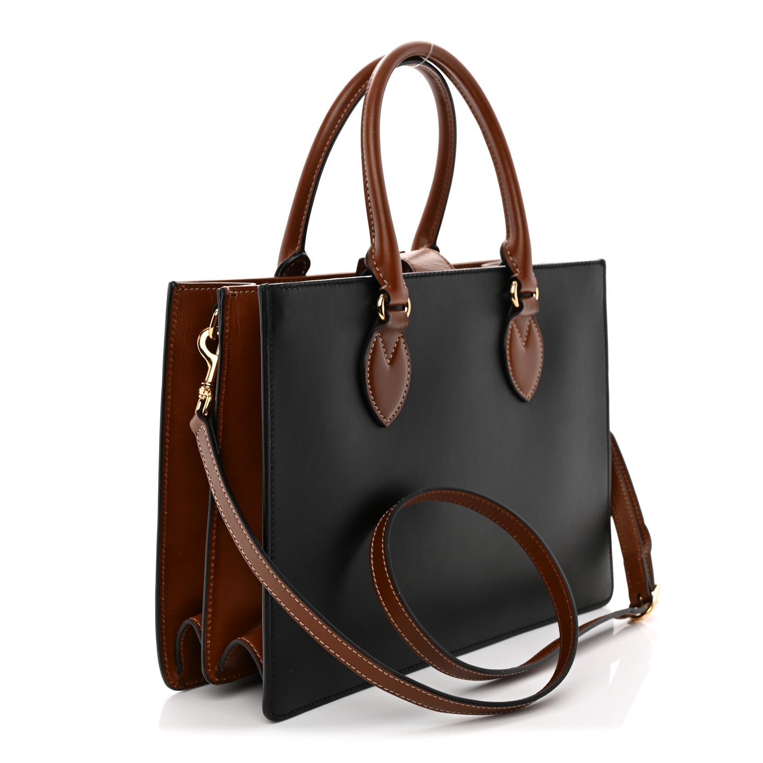 Gucci Calfskin Small Top Handle Bag Navy Brown 1894294 – FASHIONPHILE