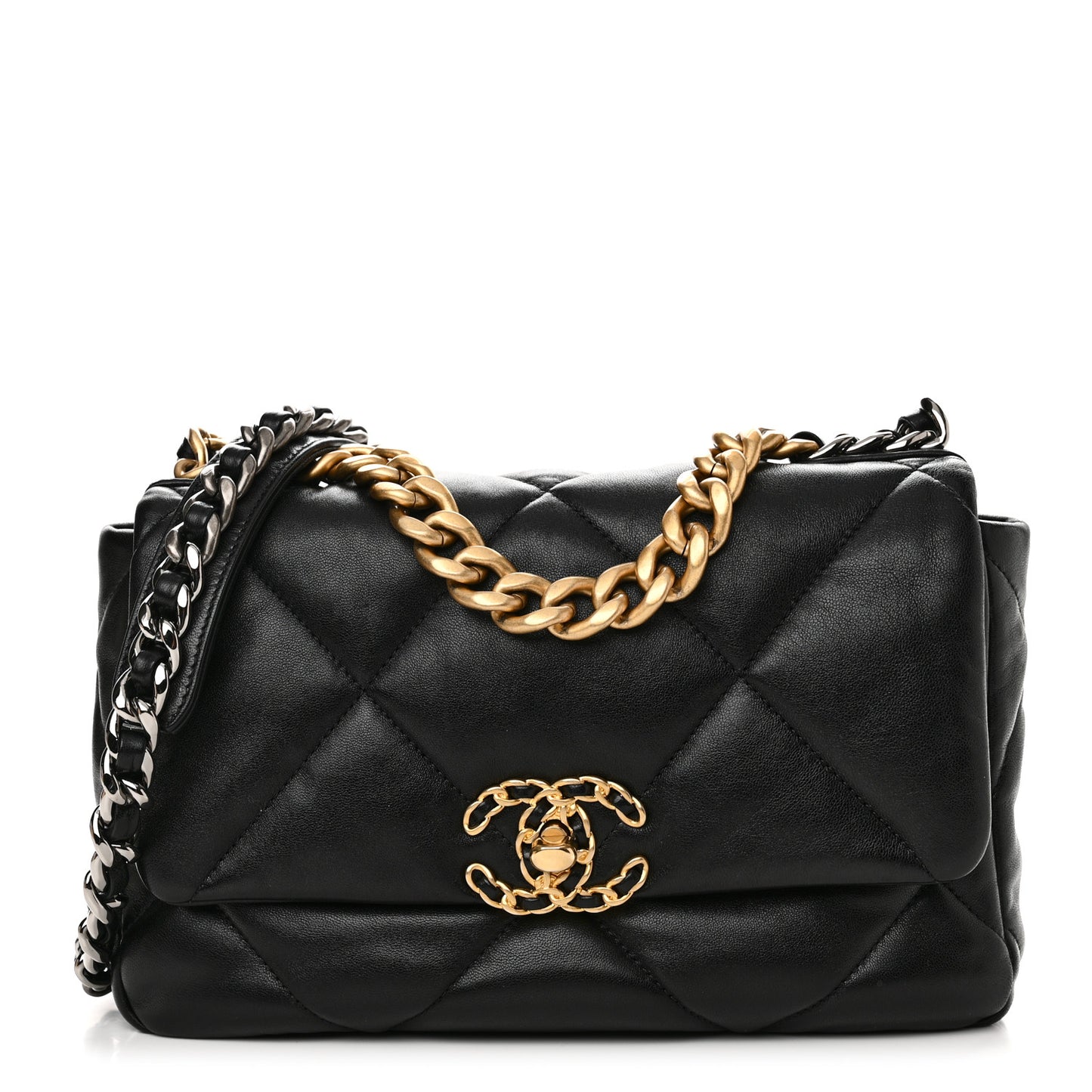 Goatskin Quilted Medium Chanel 19 Flap Black
