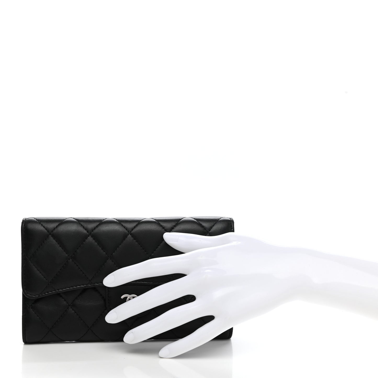 Lambskin Quilted Large Flap Wallet Black