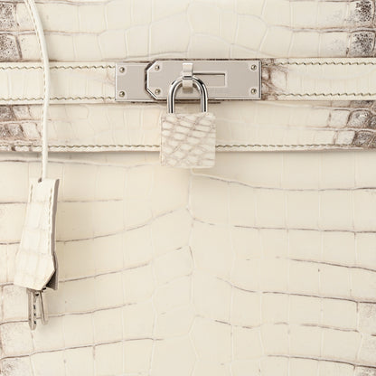 Hermes Matte Niloticus Crocodile Himalaya Kelly Retourne 28 White 7 of 12