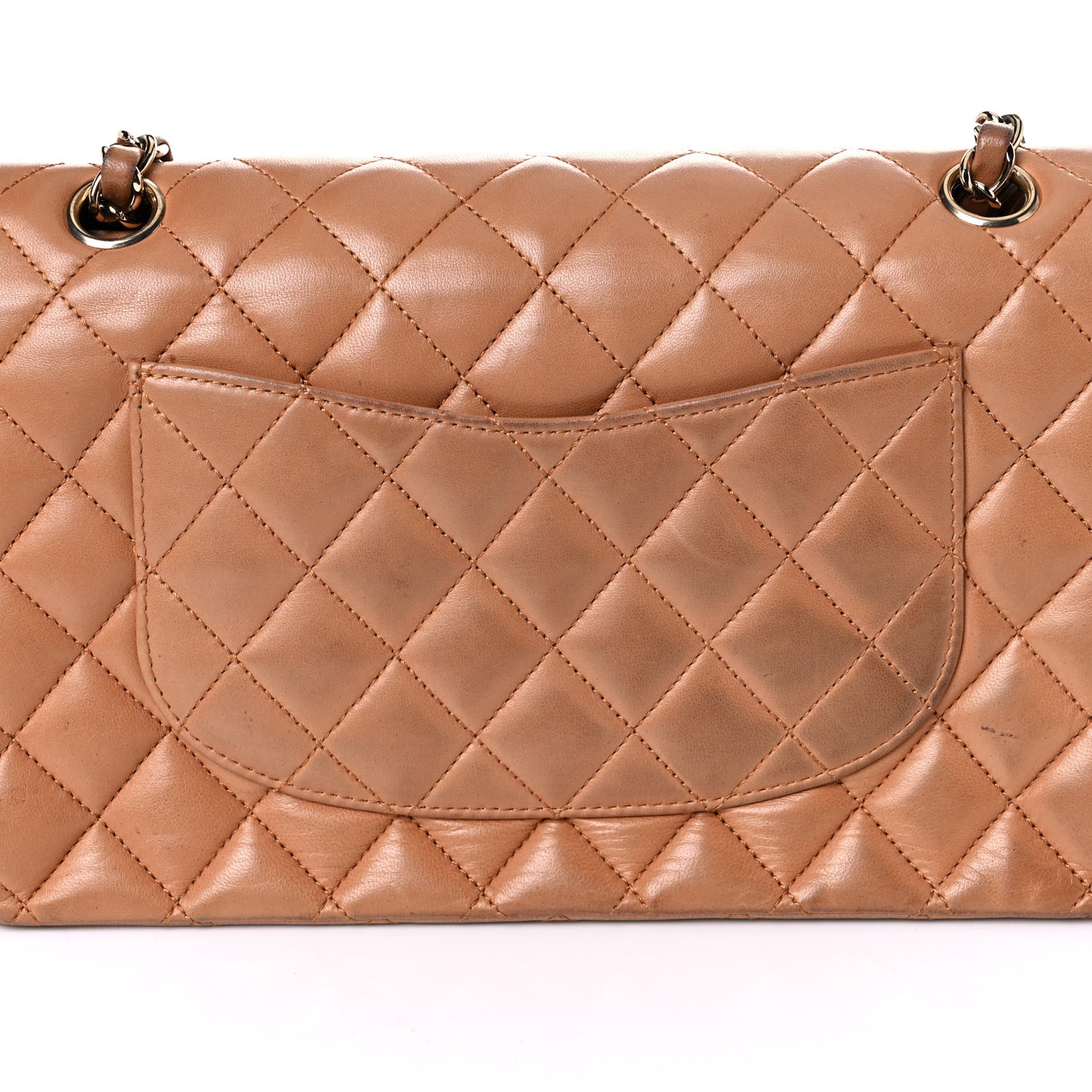 Lambskin Quilted Medium Double Flap Brown