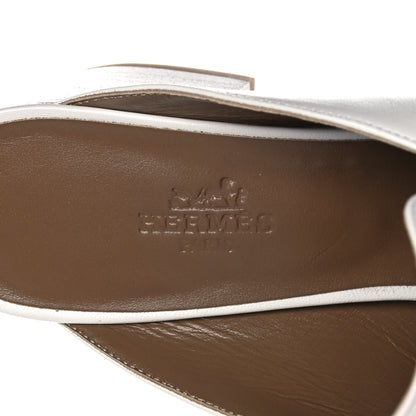 Hermes Goatskin Tuileries Mules 37.5 White 7 of 10
